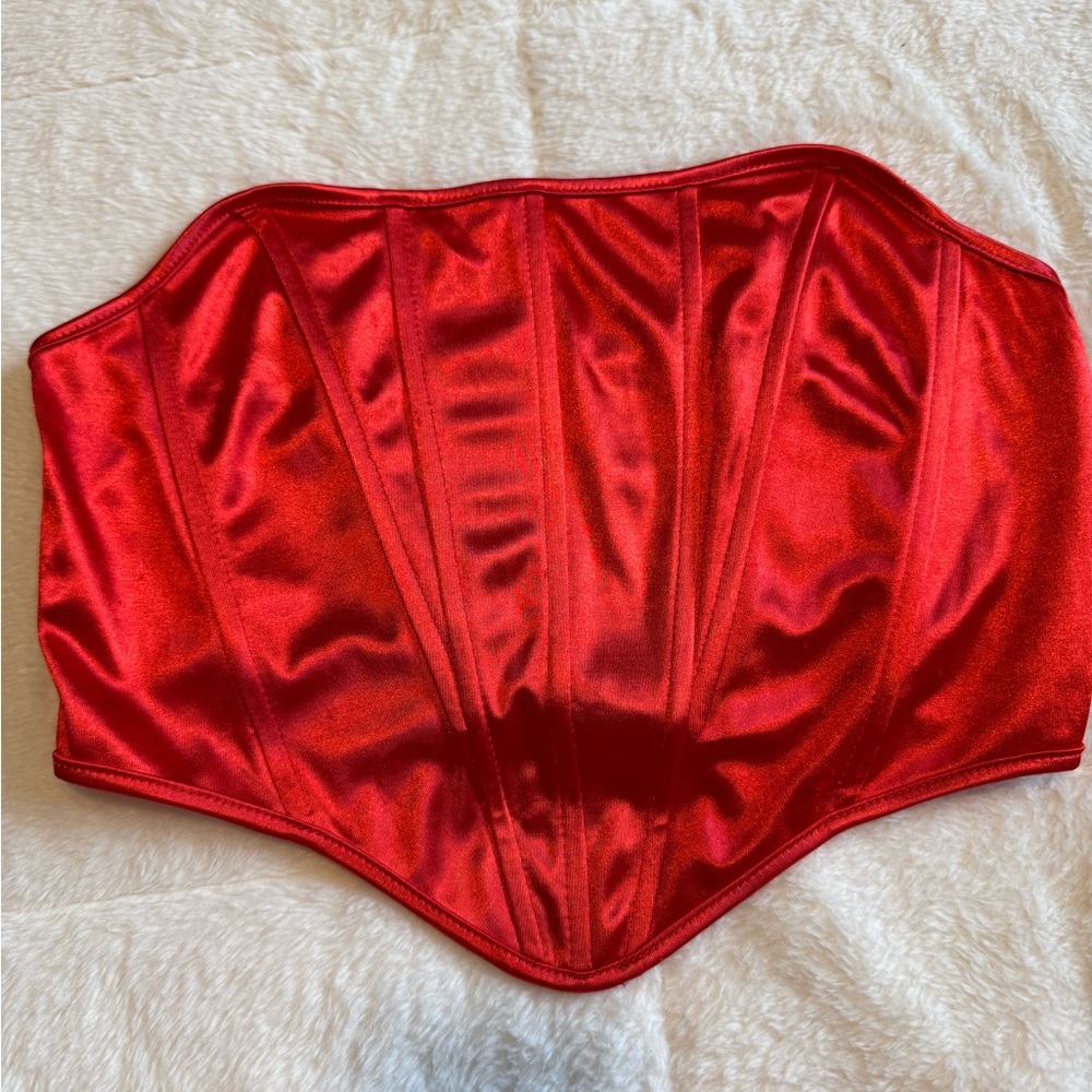 Elegant Red Satin Corset Top